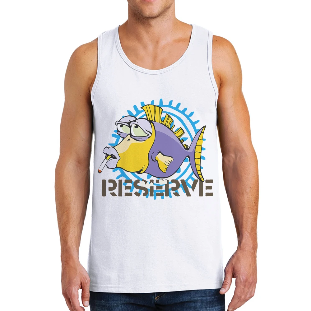 

2019 Men Vest Bodybuilding Clothing Fitness Mens Undershirt Tank Tops Sleeveless Shirt Funny Fish Printed Cotton Fashion Tanks