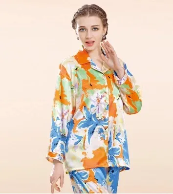 Art, 1560 ms printed silk pajama fashion small lapel leisurewear summer set