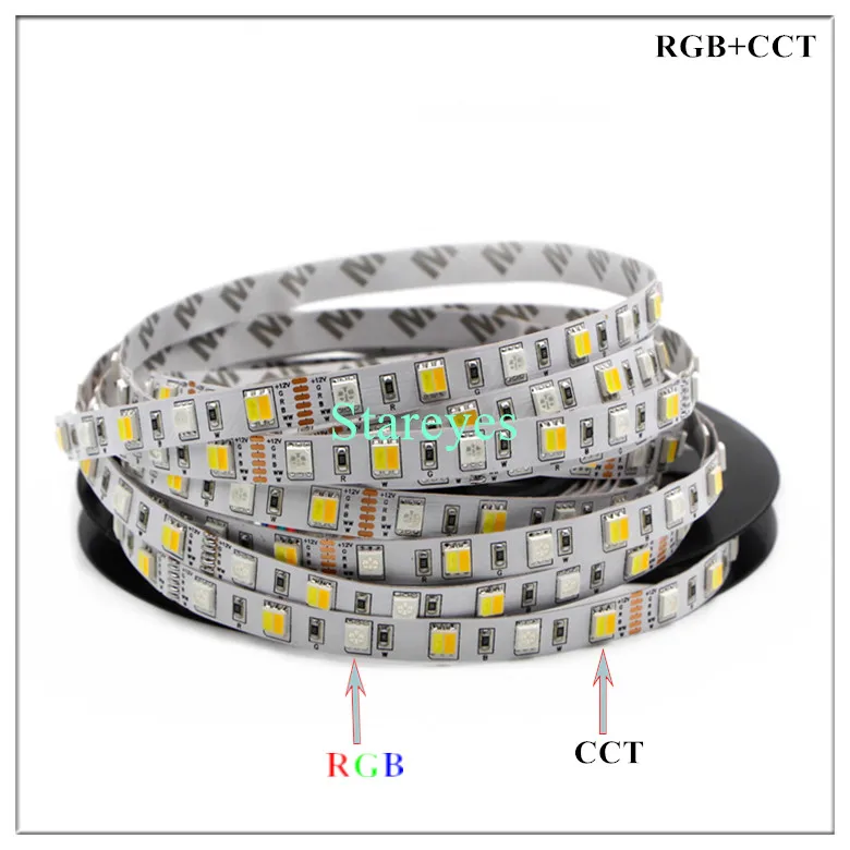 50 шт. SMD 5050 12 в 300 светодиодный 5 м RGB+ CCT W& WW светодиодный светильник двойной белый 2 в 1 светодиодный светильник с цветовой температурой