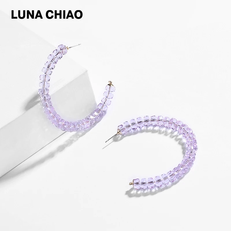 Женские большие серьги кольца LUNA CHIAO модные украшения из стекла с кристаллами в