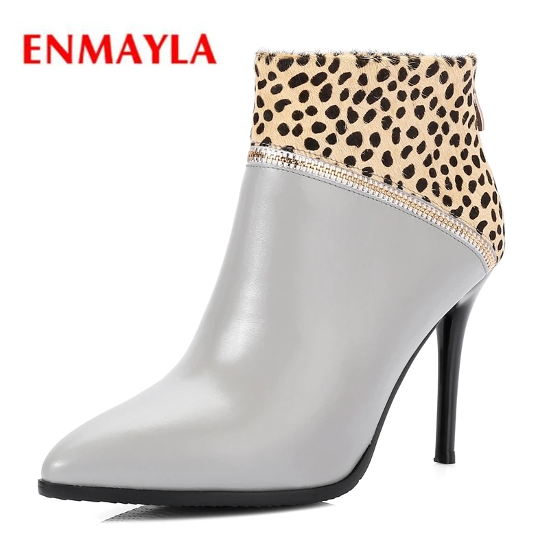 

ENMAYLA Pointed Toe Basic Zip Ankle Women Shoes Thin Heels Botas Mujer Boots Women Size34-42 ZYL1900