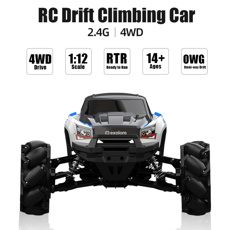 1/12 р/у автомобиль для дрифта 35 км/ч высокоскоростное колесо Mecanum 4 мотора 4WD