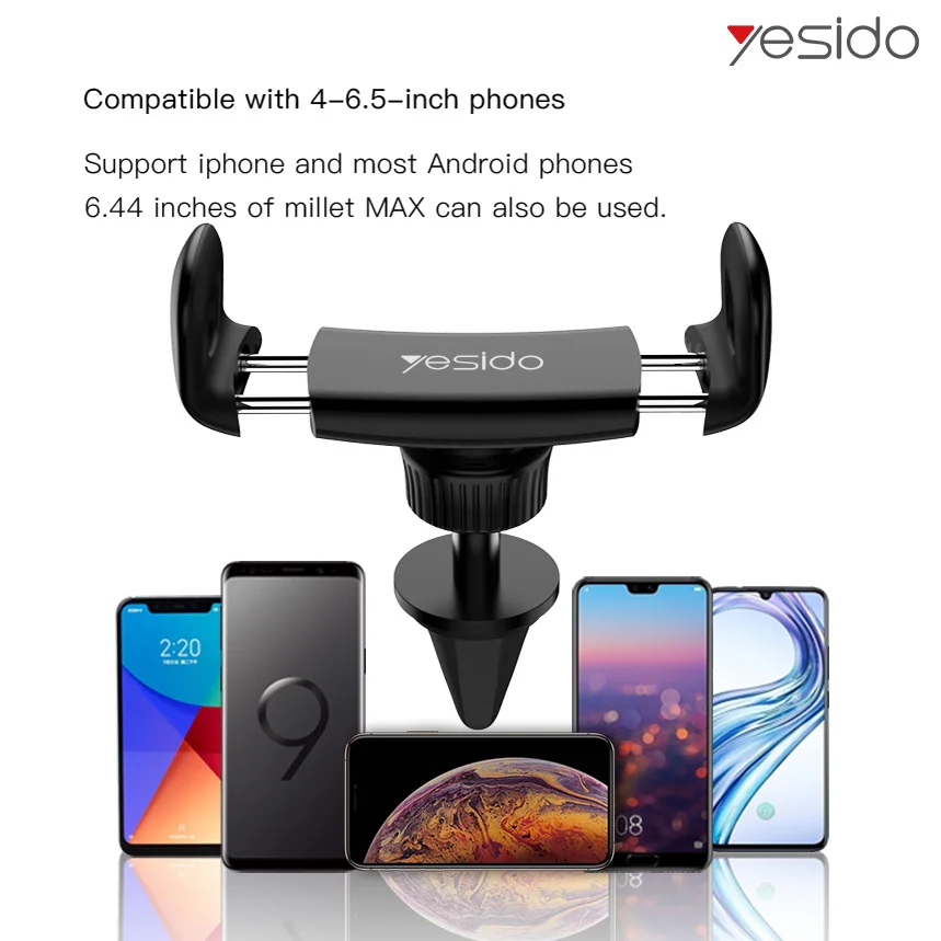 yesido universal car phone holder stand for phone in car air vent mount holder for iphone samsung s10 mobile support phone stand free global shipping