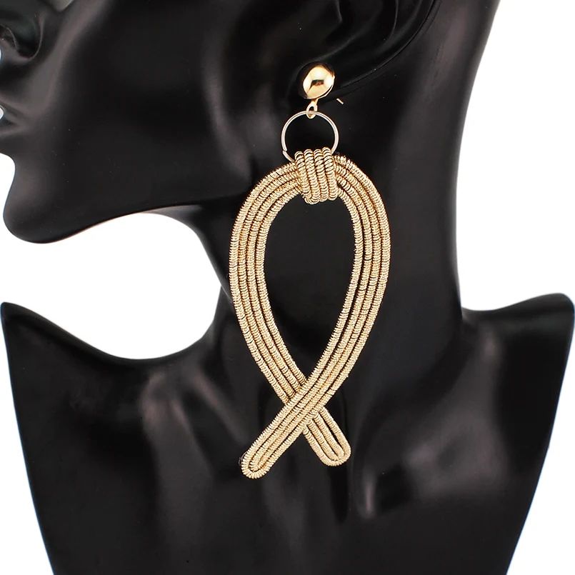 Женские серьги капельки винтажные металлические из сплава в форме спирали