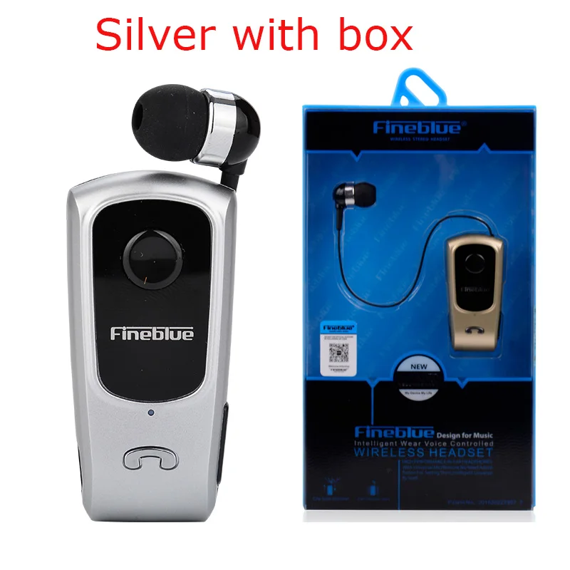 Silver with box Fineblue F920 беспроводные Bluetooth наушники Auriculares водительские звонки напоминают о спортивной ходовой одежде гарнитура с зажимом для телефона бесплатный Чехол - Цвет: Silver with box