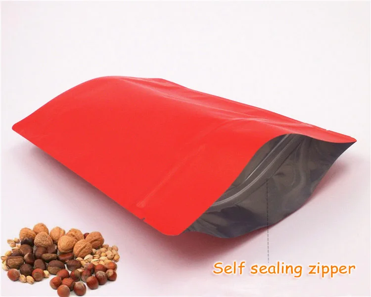 10 шт 15x23 см матовый красный мешок из алюминиевой фольги стоят вверх Ziplock мешки для