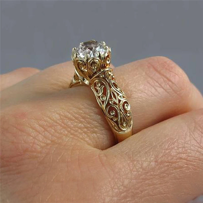 Женское кольцо ROMAD с фианитом в форме цветка модное роскошное покрытием из