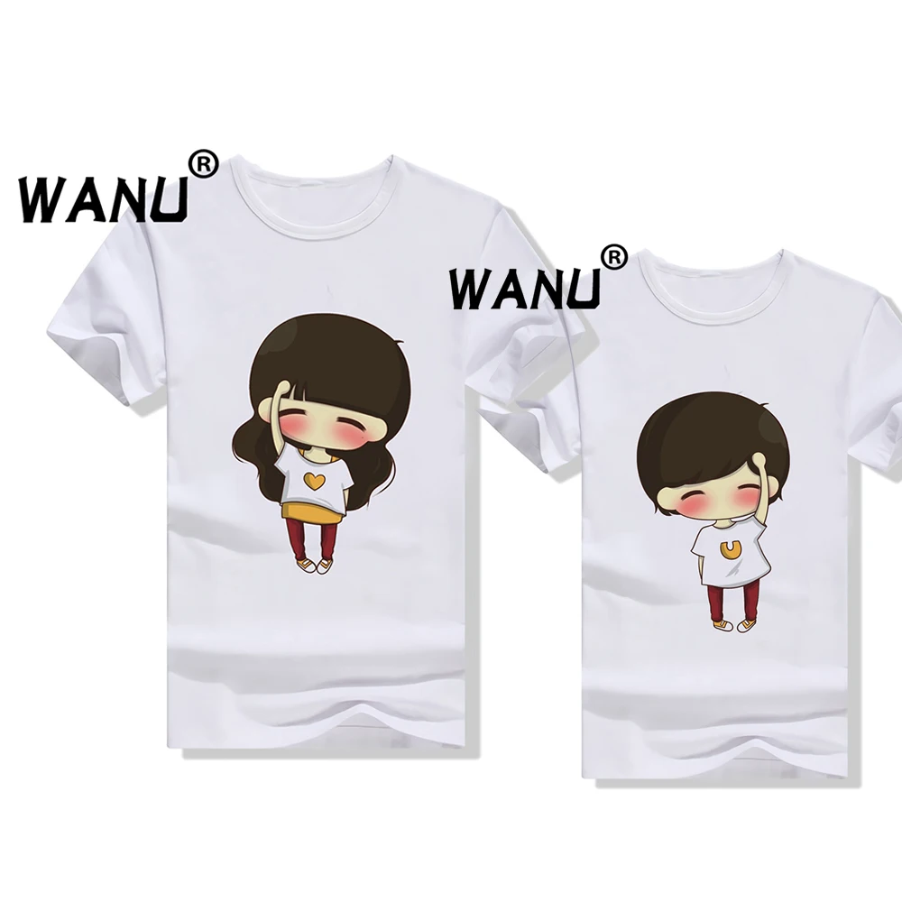 Корейская женская футболка с милым рисунком парные наряды одежда для влюбленных