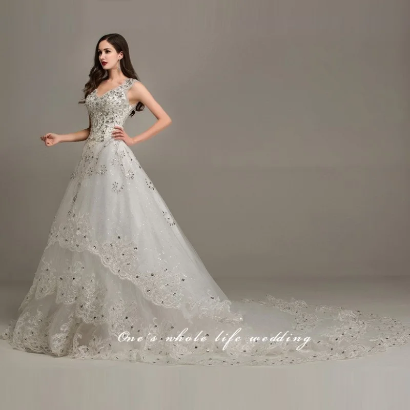 Vestido де Noiva 2016 новинка роскошная линия кружева свадебные платья с обширными