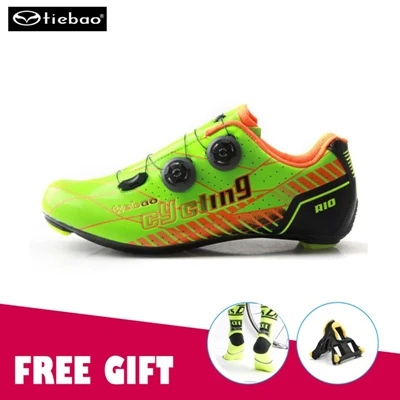 C shoes with cleat TIEBAO велосипедная обувь из углеродного волокна, обувь для бездорожья, велосипедная обувь для езды, велосипедная обувь с блокировкой, sapatilha кроссовки Ciclismo - Цвет: C shoes with cleat