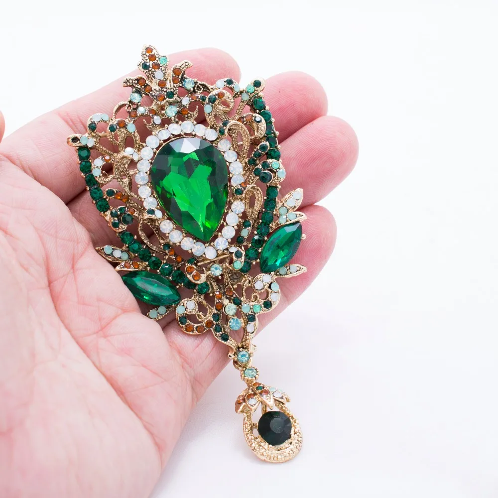 Модные ювелирные изделия классический корона падения цветка зеленый кристалл