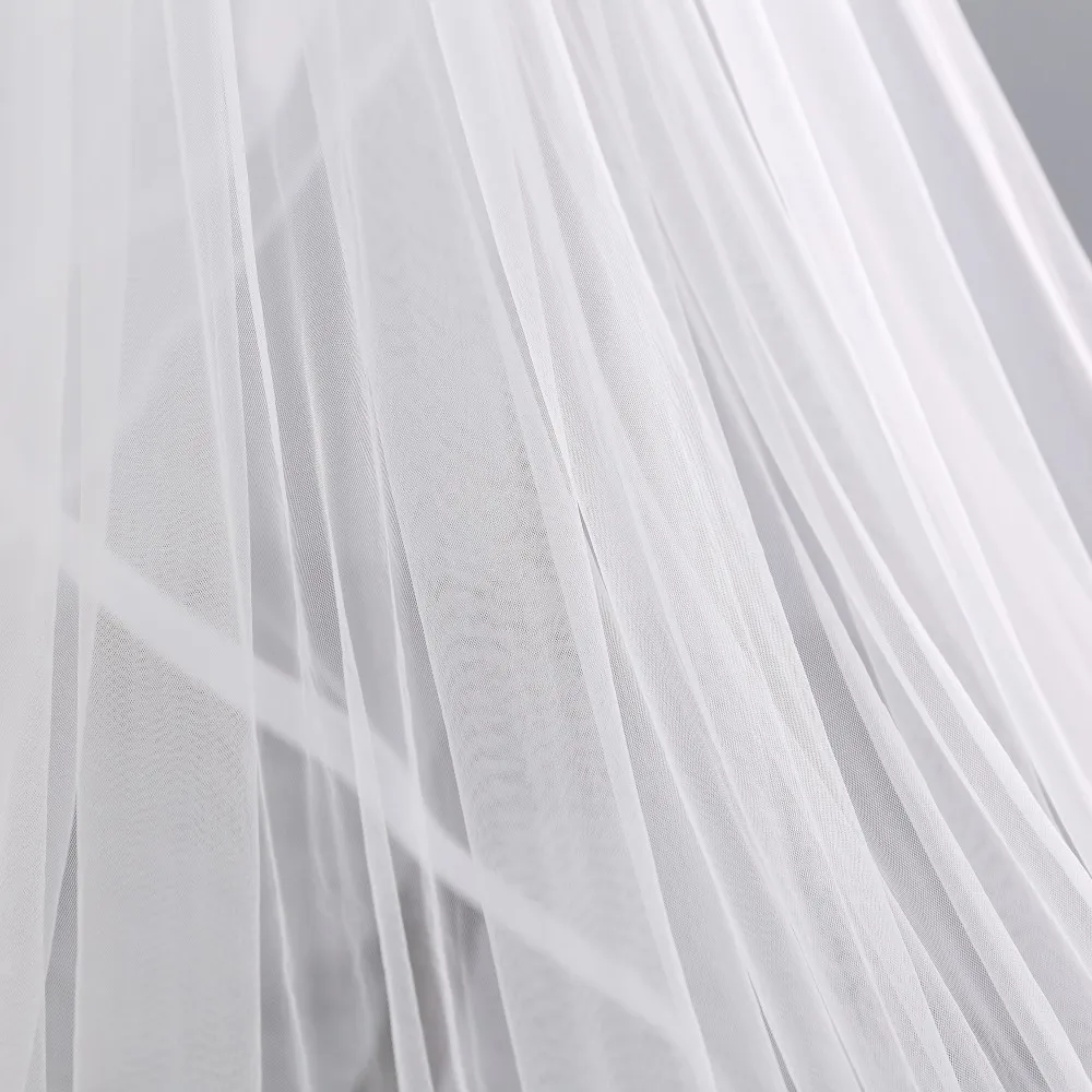 2018 White Ivory Cathedral Wedding Veils Long Ribbon Edge Bridal Veil with Comb Accessories Bride Mantilla | Свадьбы и торжества