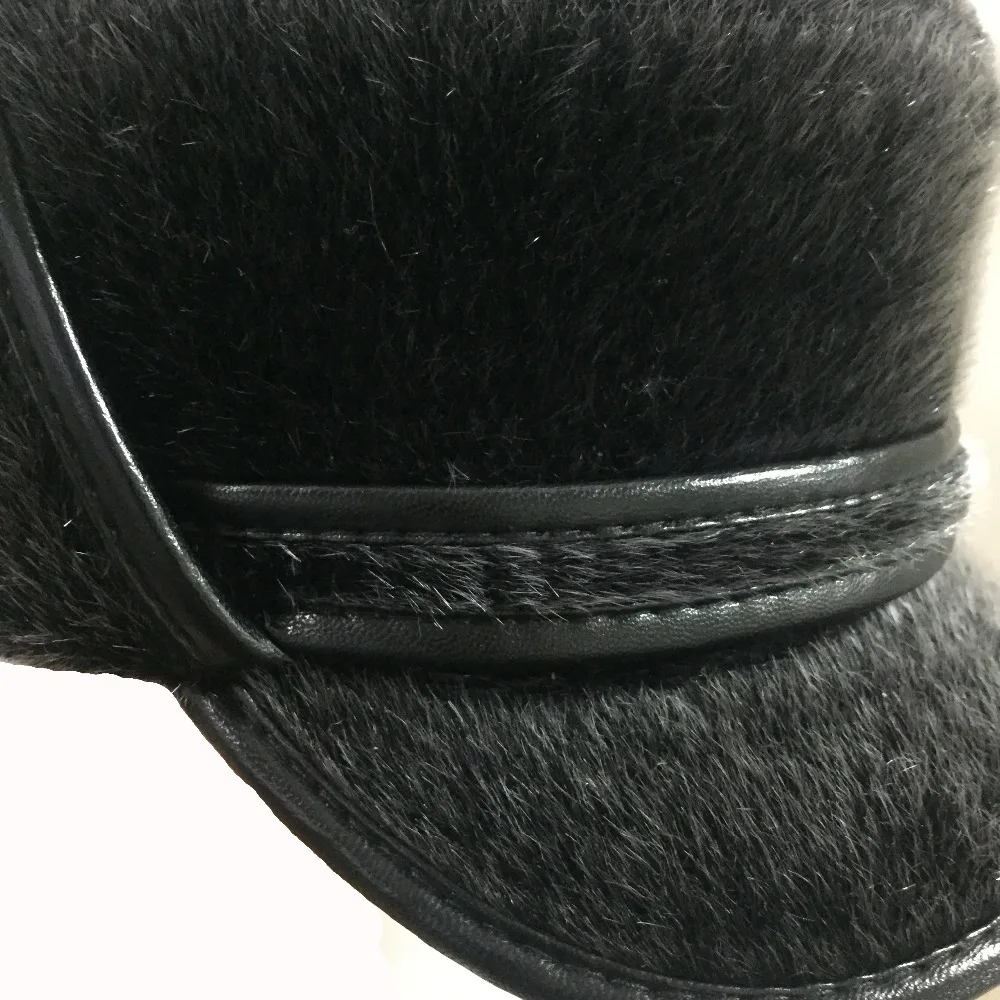 

Men's Winter Flat Top Pilot Cap High Quality Snow Cap Long Ear Protection Artificial Leather Outdoor Warm Men's Bomber Hat