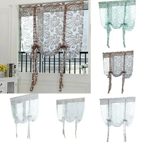 Оконная занавеска римские занавески с цветочным принтом прозрачная для кухни