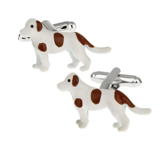 

iGame Factory Price Retail Fashion Cufflinks Brass Material White Spotted Dog Design Cuff Links