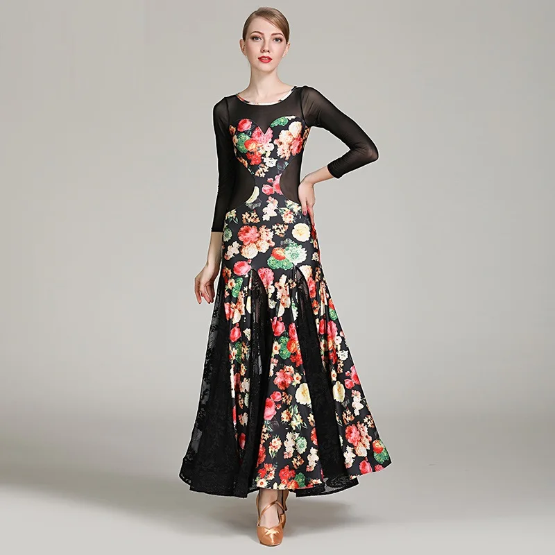 Бальное Платье с принтом платье для фламенко костюм румбы бальных танцев|Бальные