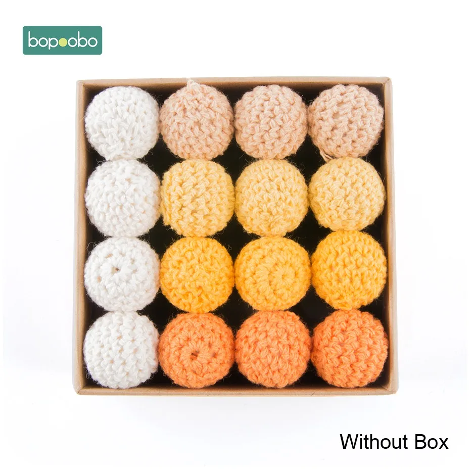 Orange Series Bopoobo, 50 шт., 20 мм, натуральные деревянные бусины для вязания крючком, украшение внутри, деревянные бусины для прорезывания зубов, деревянные игрушки, бусины для прорезывания зубов - Цвет: Orange Series