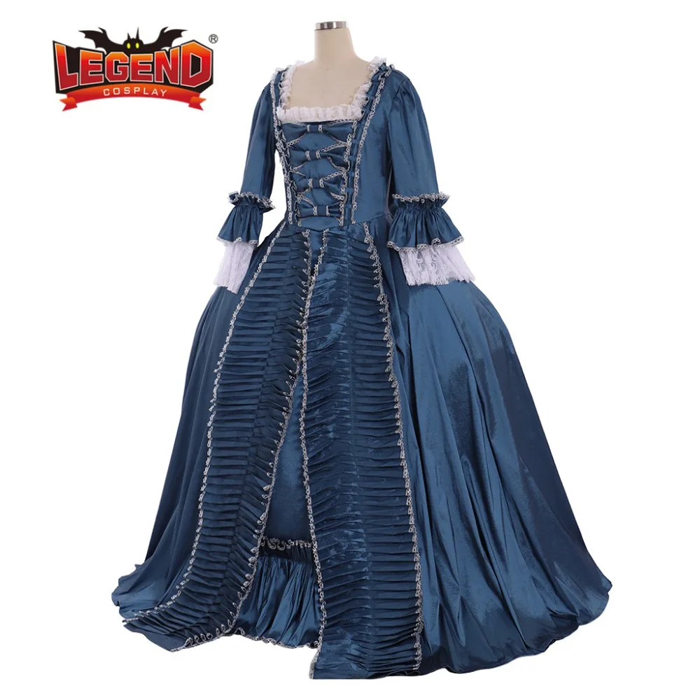 Платье Marie Antoinette, рококо, 18-й век, голубое, в стиле колонии, платье, с открытой спиной, халат a la francaise