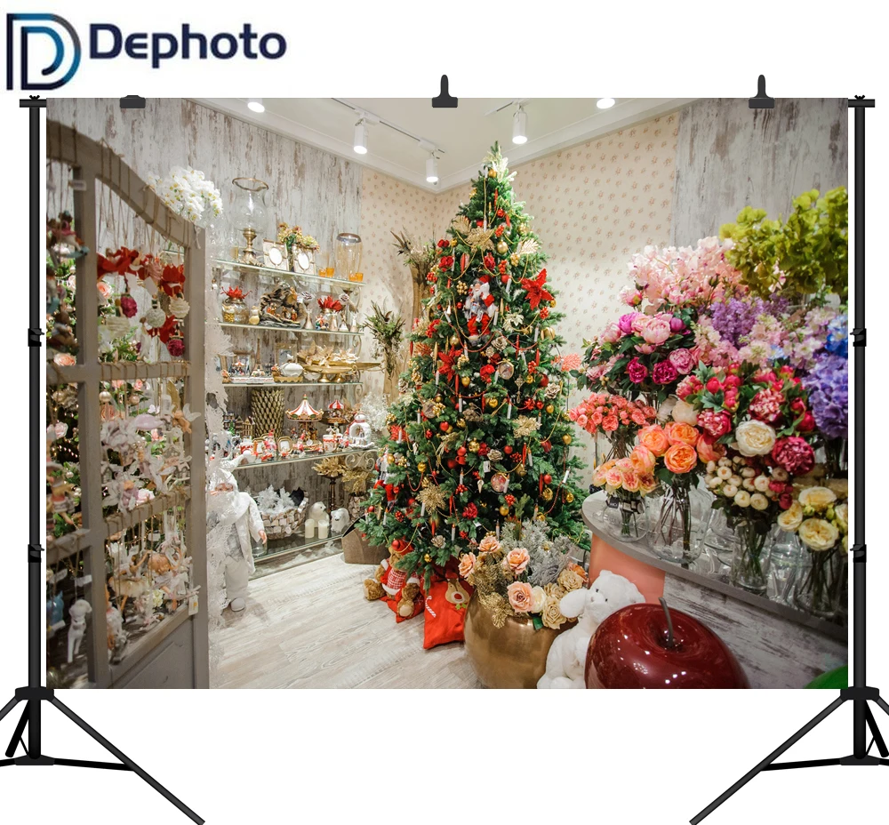 Декорации для фотосъемки с цветами подарок игрушка Рождественская елка