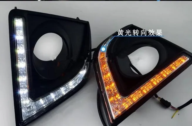 Free Shipping Turn Signal light function LED DRL Daytime Running Lights accessories for 2014 toyota corolla with fog lamp hole |