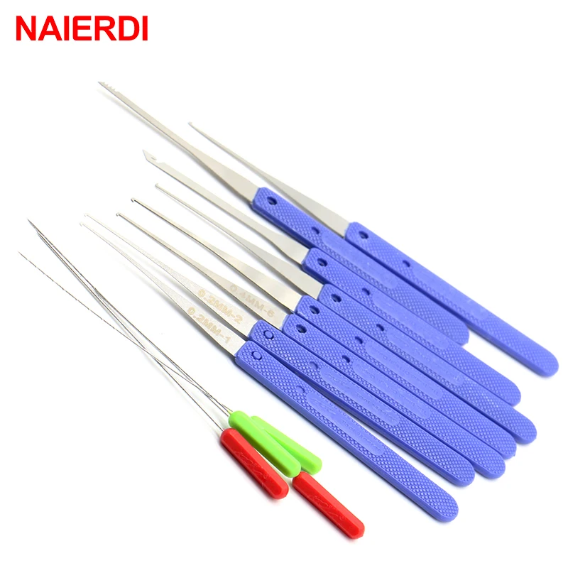 

NAIERDI 12PCS Blue Lock Pick Broken Key Remove Auto Locksmith Tool Key Extractor Hardware Stainless Steel Handle DIY Hand Tools