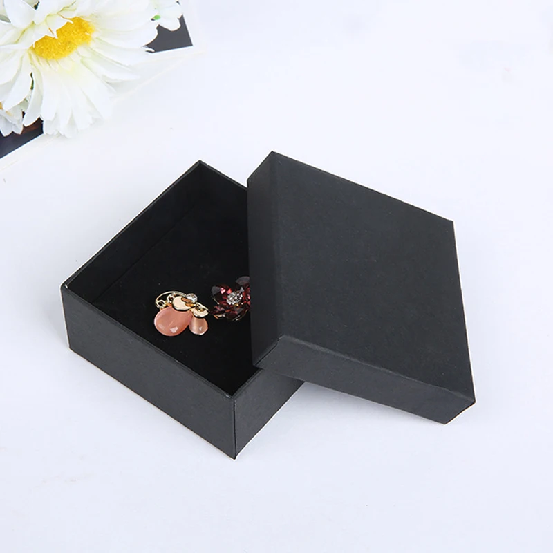 5x5x3 см черное кольцо из крафт бумаги серьги гвоздики Ювелирная упаковка