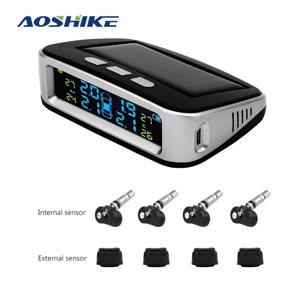 AOSHIKE беспроводной автомобильный монитор давления в шинах Система TPMS ЖК дисплей