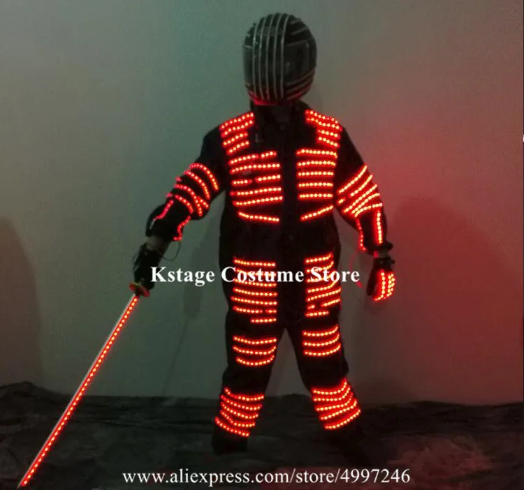 KS64 костюмы для бальных танцев светодиодные RGB свет одежда сцены наряды dj робот