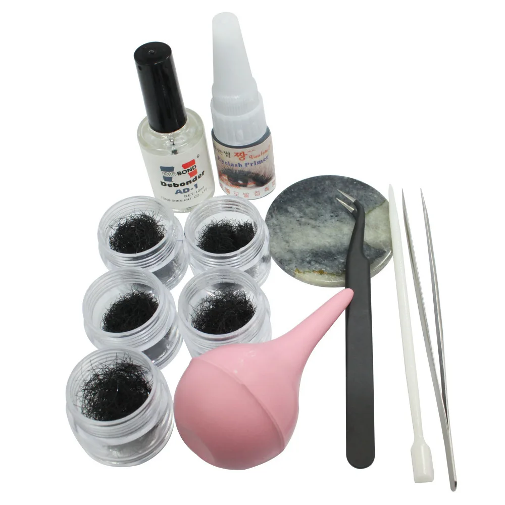 

False Individual Extension Black Eyelash Jade Stone Tweezer Makeup Tools Kits #19