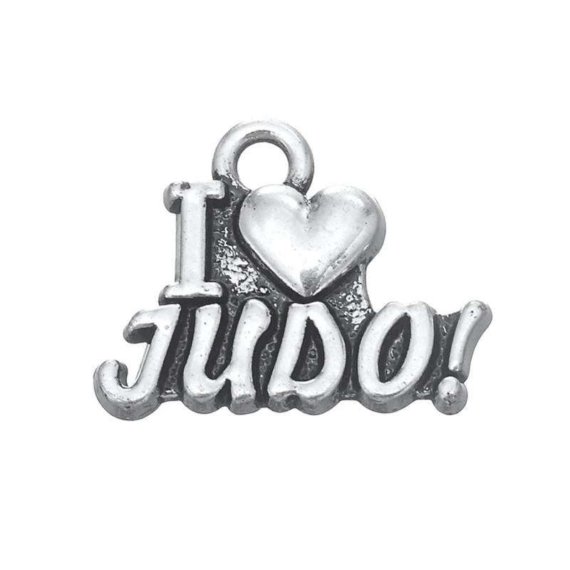 Антикварная Серебряная подвеска с надписью I LOVE JUDO древние подвески для