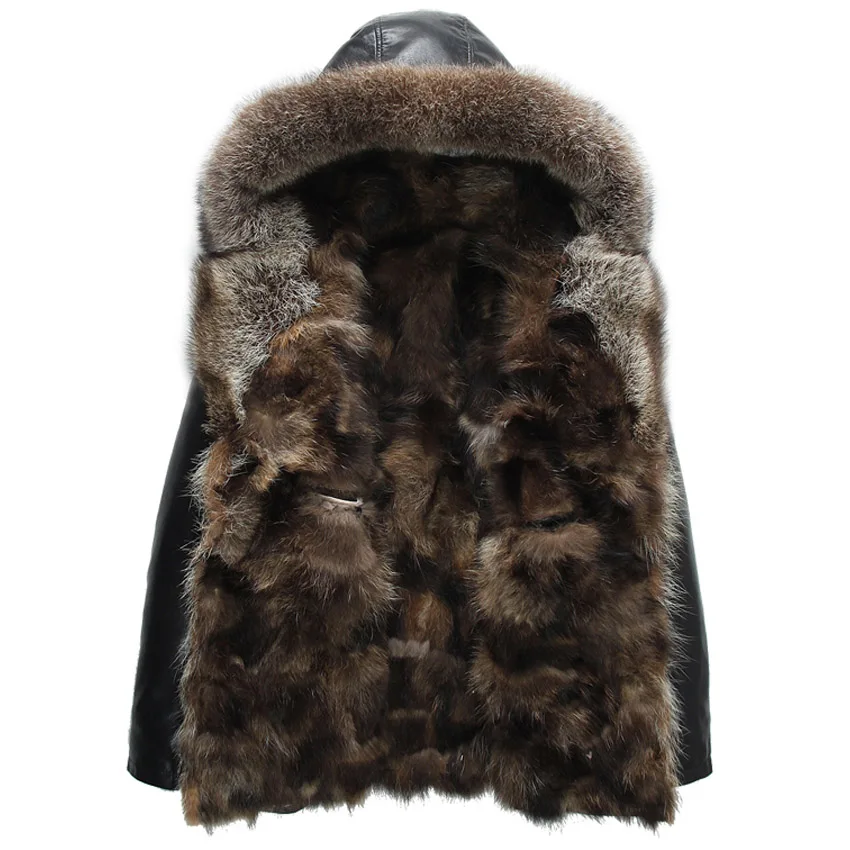 Мужская кожаная куртка из овечьей шерсти толстая натуральной кожи с воротником