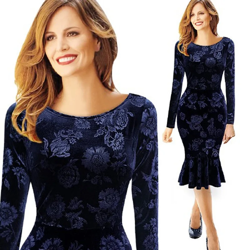 Женское винтажное платье принцессы элегантное однотонное с длинным рукавом