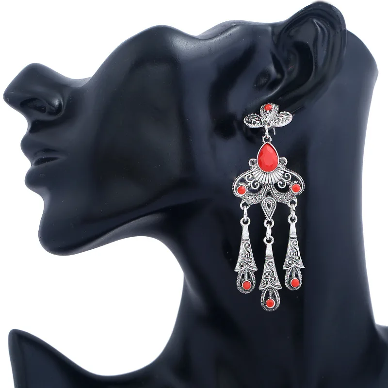 Новый дизайн модные очаровательные винтажные богемные серьги с зеленым камнем