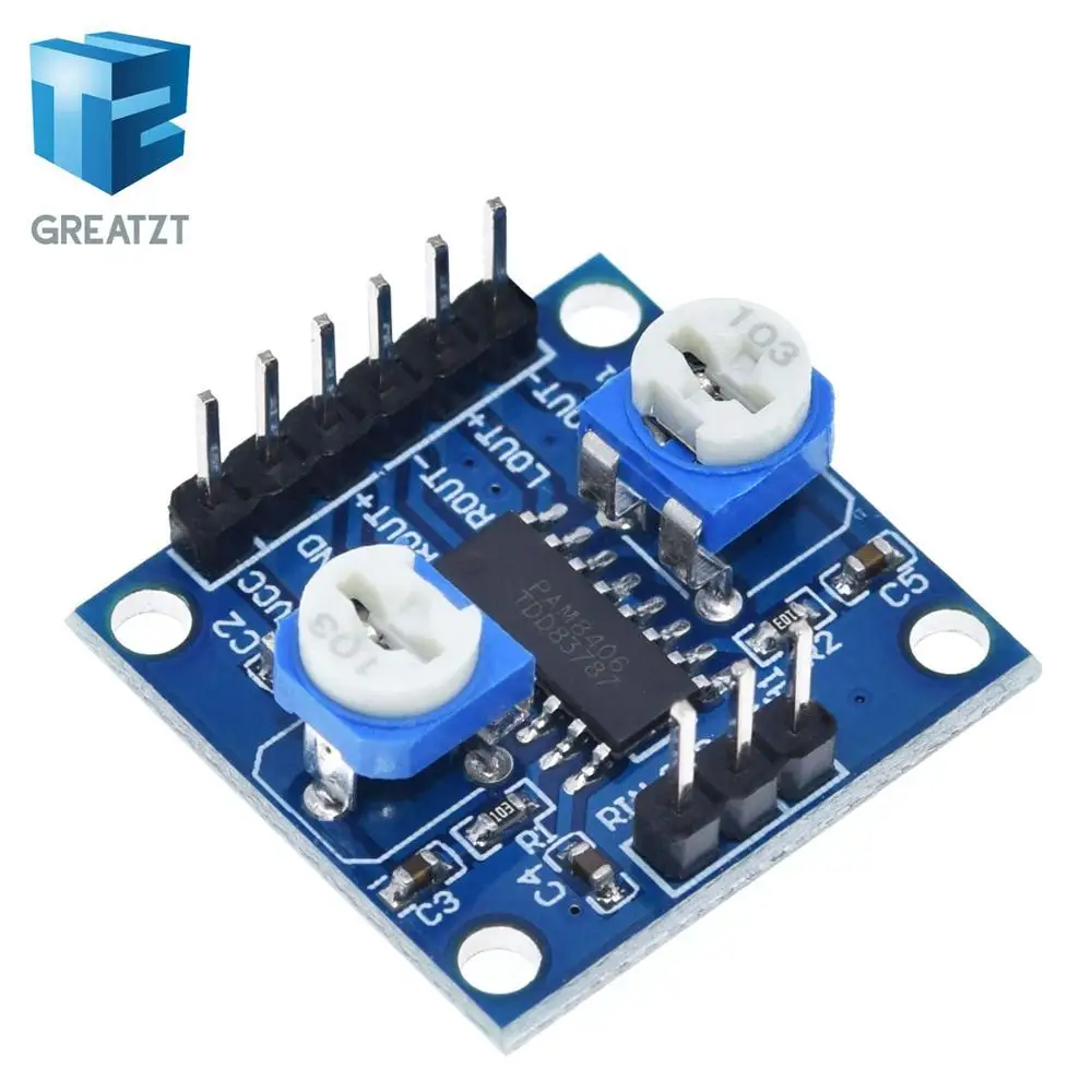 Цифровой усилитель GREATZT PAM8406 с потенциометром громкости 5Wx2 стерео M70|digital amplifier