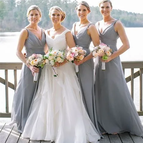 

Country Grey Bridesmaid Dresses Long 2021 vestidos de fiesta de noche Floor Length Maid Of Honor Dress Wedding Party Gowns