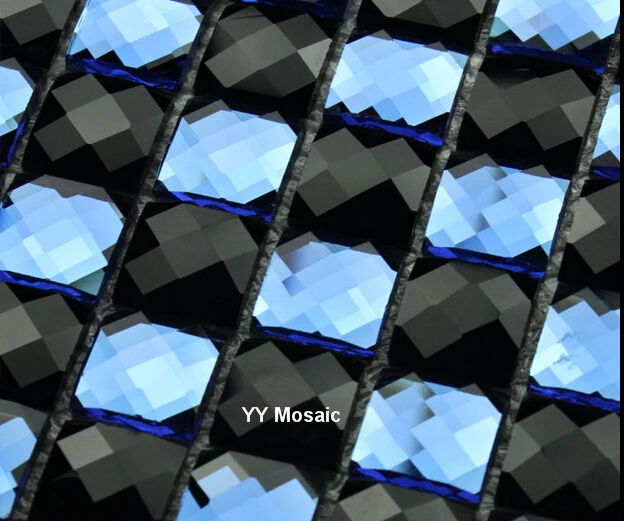 

3D Black Blue 13 edges diamond crystal mirrorglass mosaic tiles wall celing display cabinet DIY decorate wall sticker