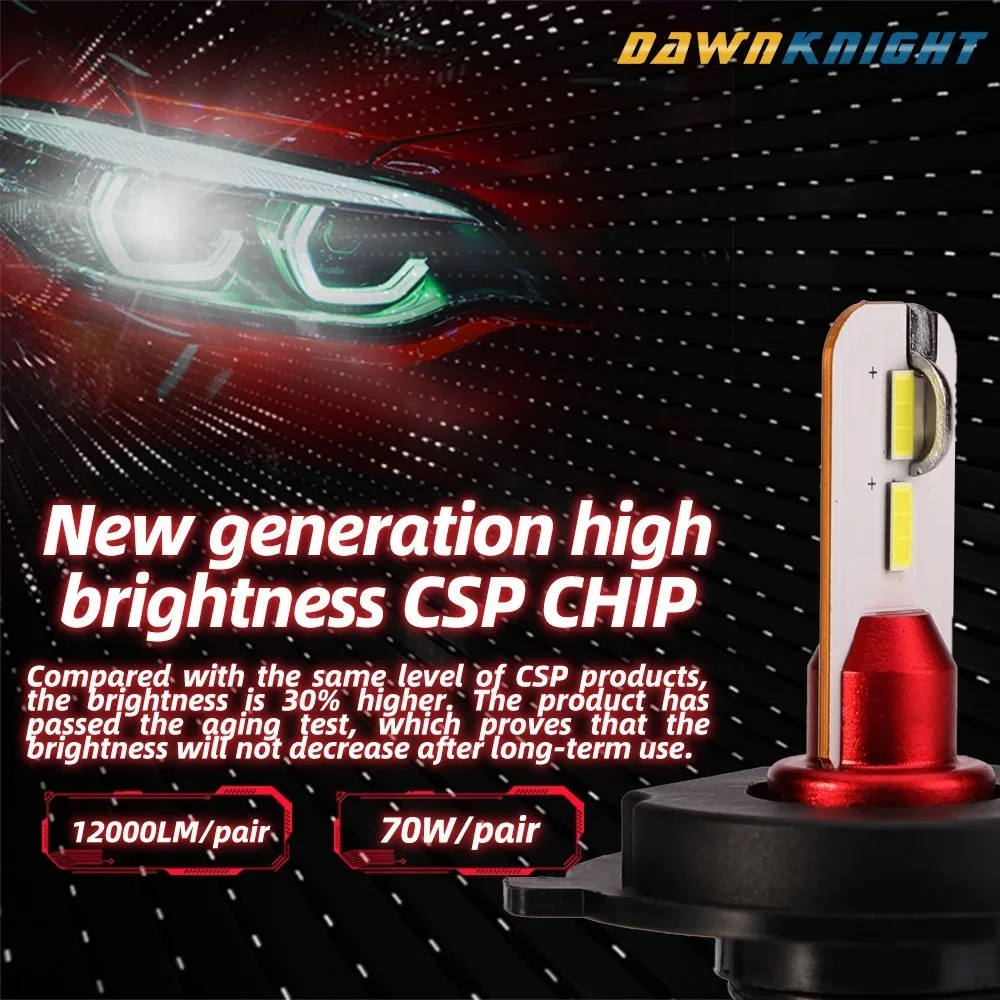 Супер яркая светодиодная лампа H7 H1 H3 H4 H8 H11 9005HB3 9006HB4 H7 светодиодные лампы 70W12000LM 6500K CSP чип H7 Светодиодные Автомобильные фары мини размера