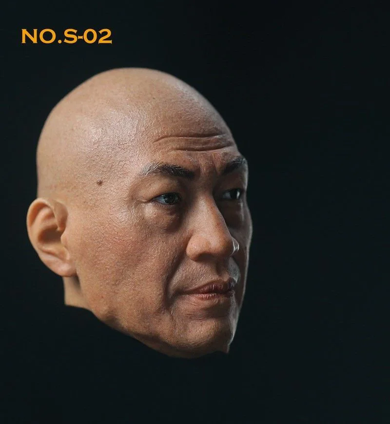 Голова китайского лысго актера Shi Zhaoqi резная модель масштаба 1:6 S-02 подходит для