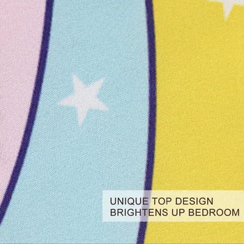 BlessLiving Magical Unicorn Bedding Set Rainbow Hair Duvet Cover Colorful Bedspread Cartoon for Kids Moon Star 3pcs Bedclothes 3