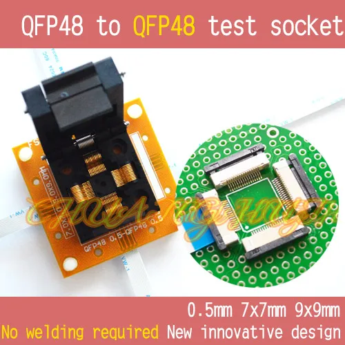 IC socket QFP48 to QFP48 test socket TQFP48 LQFP48 48 Pitch=0.5mm Size=7x7mm 9x9mm No welding