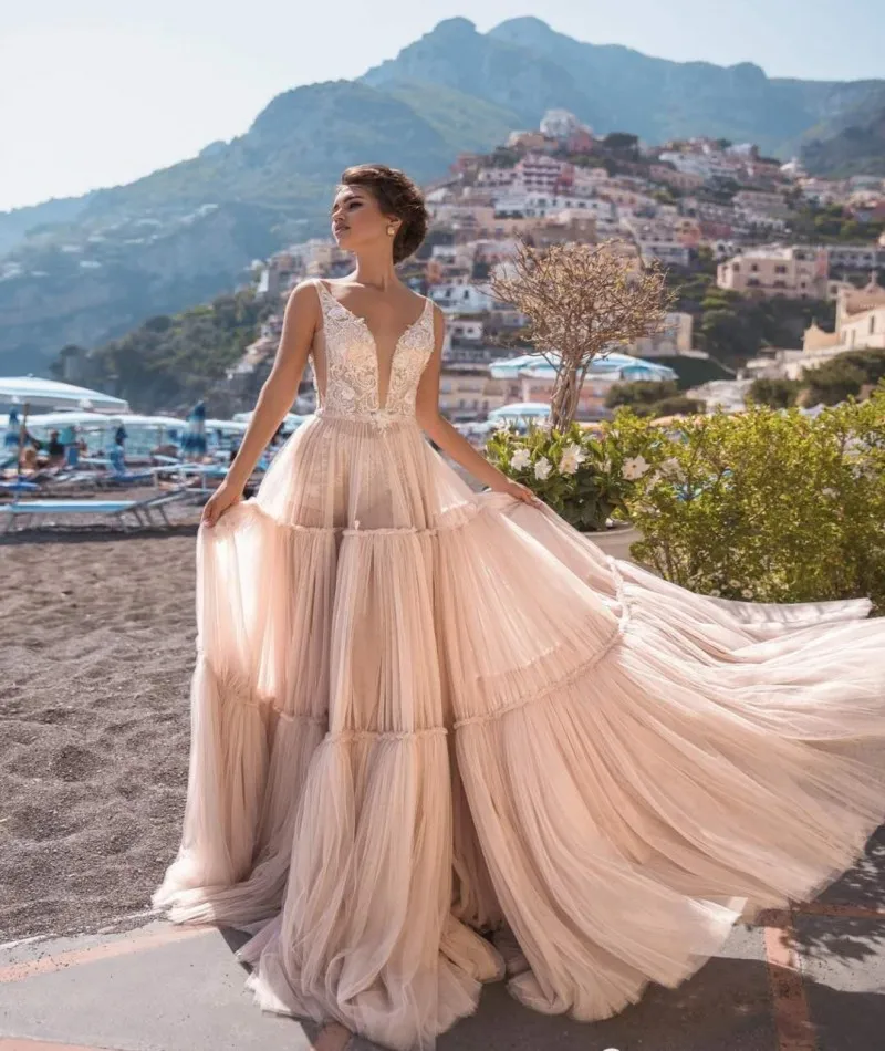 Smileven 2 шт. пляжные накладное украшение для свадебного платья розовый низ Vestidos de novia свадебное платье одежда с длинным рукавом свадебные платья