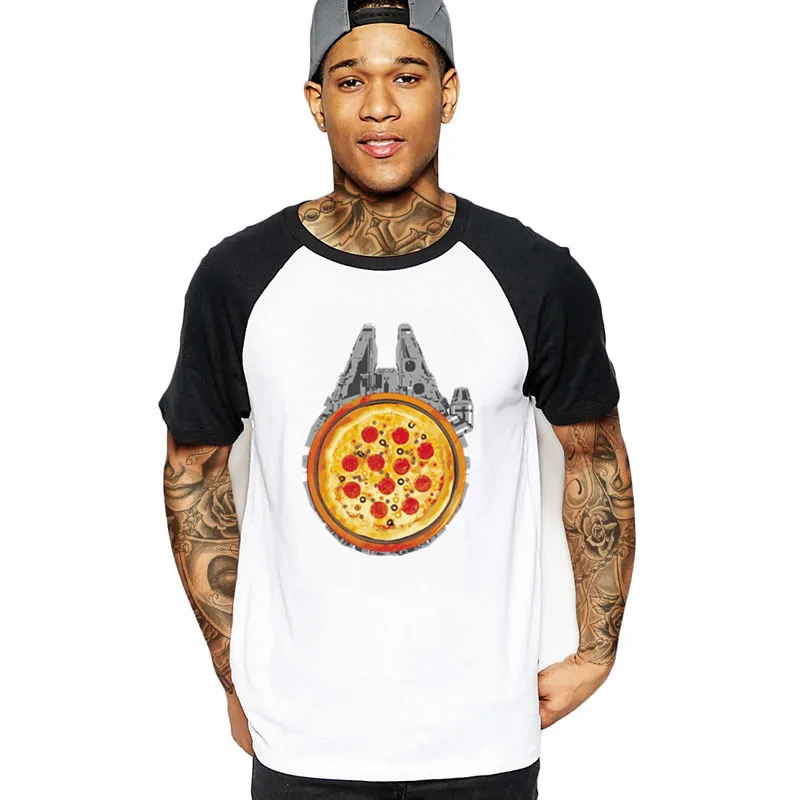 2019 streetwear Falcon with salami pizza milleniam stars wars streak Men funny game print tshirt black t-shirt male top t shirts | Мужская