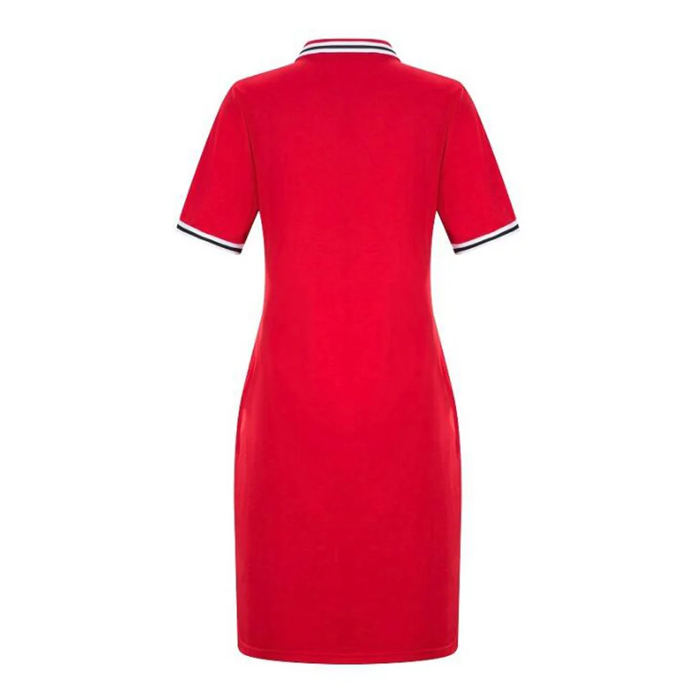 Плюс размер женское Повседневное платье модное с коротким рукавом отложной