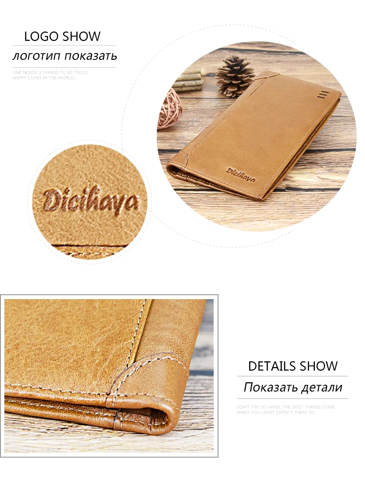 DICIHAYA, тонкие мужские кошельки из натуральной кожи, клатч, длинный мужской мягкий кошелек, мужской кошелек, кошелек для