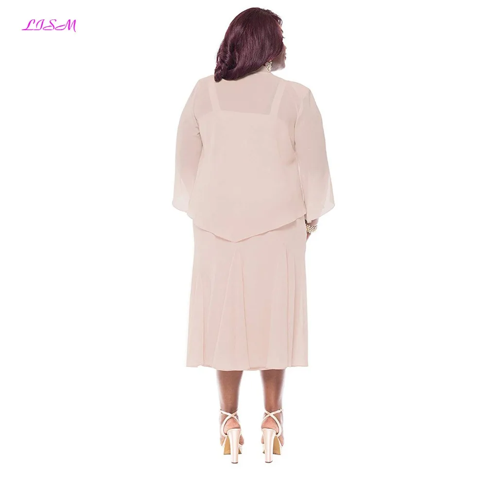 Plus Size Beaded Mother of the Bride Dress with Jacket Chiffon Dinner Dresses for Women Long Mother Dresses for Wedding