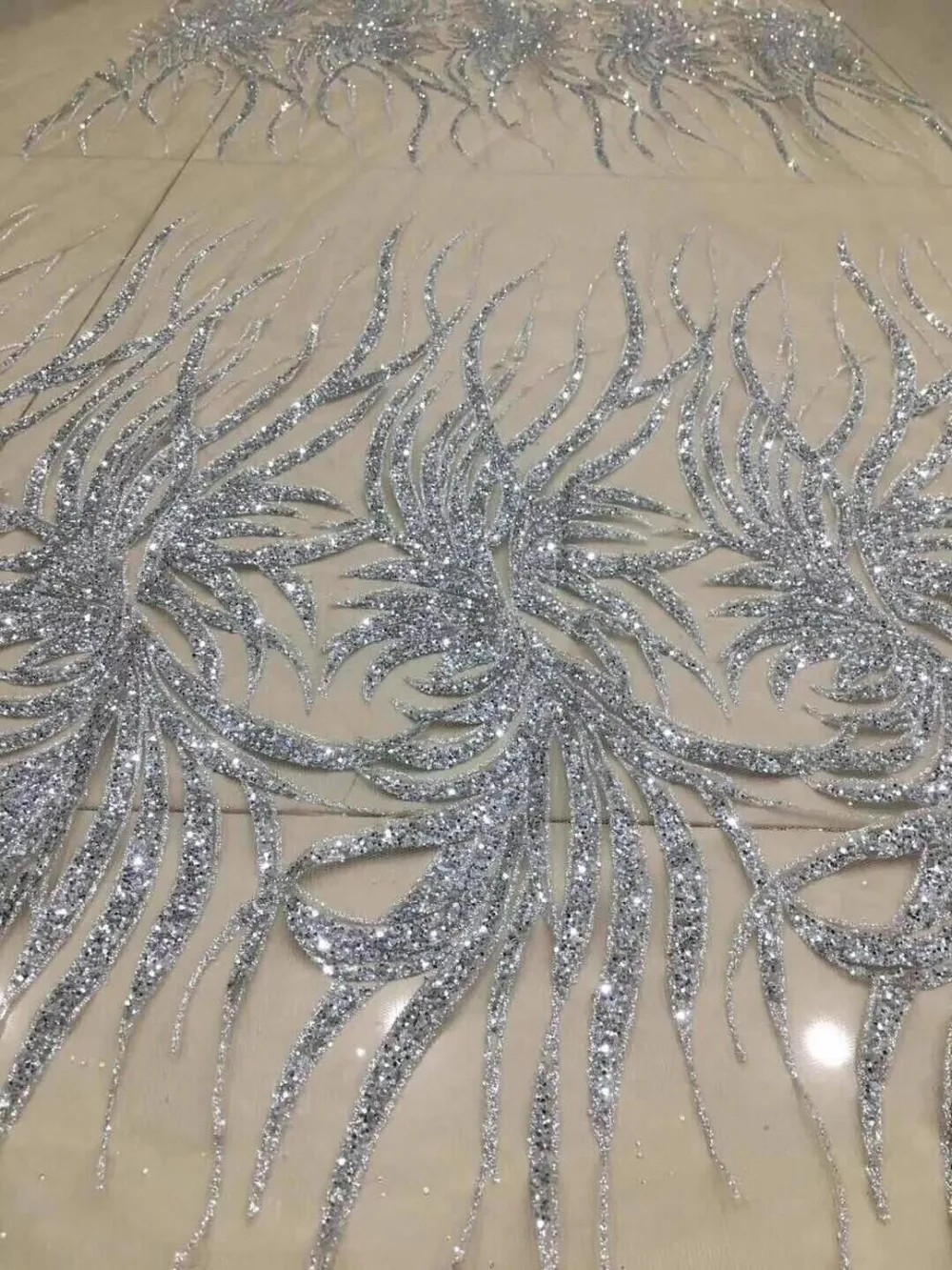 Блестящая приклеенная блестящая кружевная ткань яркая африканская Тюлевая