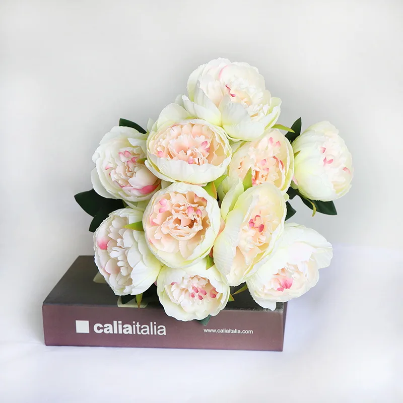 10 головок искусственные цветы Букет пионов для свадебной вечеринки украшение