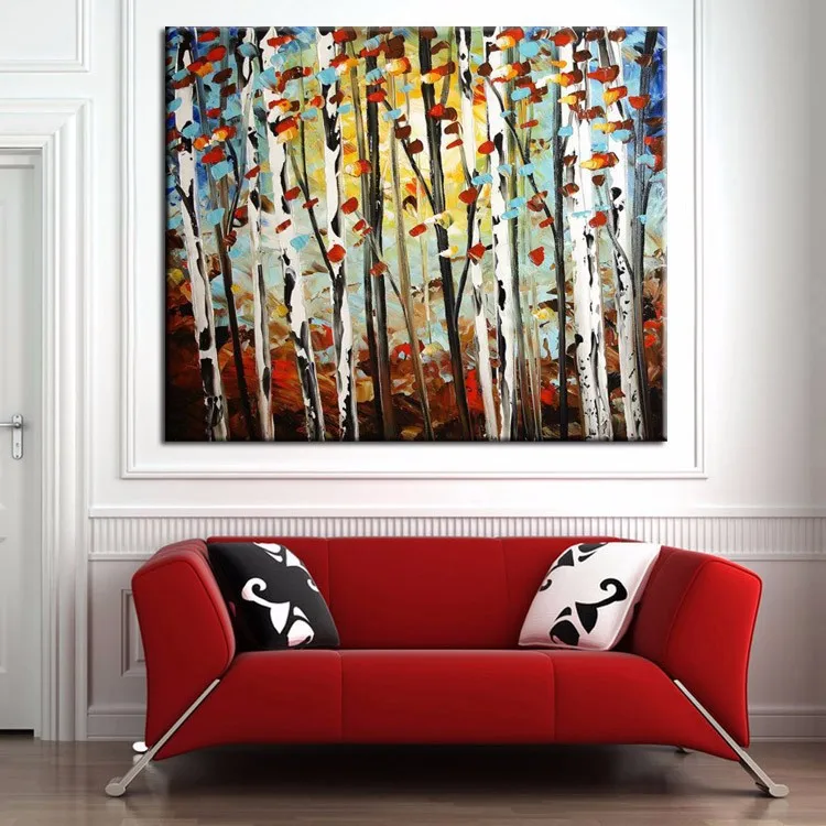 Картина маслом на холсте с деревьями Высококачественная ручная работа искусство
