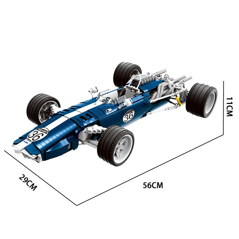 

1758Pcs Technical Series Blue Sonic Eagle Weslake Racing Car Building Blocks MK1 T1G MOC Vehicle Model Bricks Toys Boys Gift