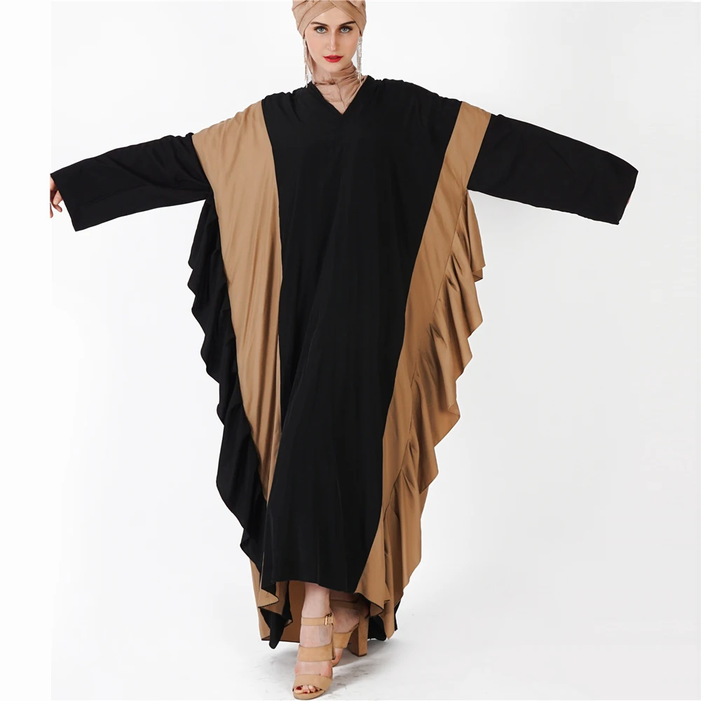 Мусульманское длинное платье Abaya Ramadan арабское полной длины с заплатками одежда